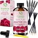 Castor Oil Eyelash Growth Serum - 100% Pure Cold Pressed Castor Oil for Eyebrow, Eyelashes, Hair & Skin, Hexane-Free Lash Boost Serum Moisturizer, Mascara & Eyebrow Brush Kit Included Premium Nature