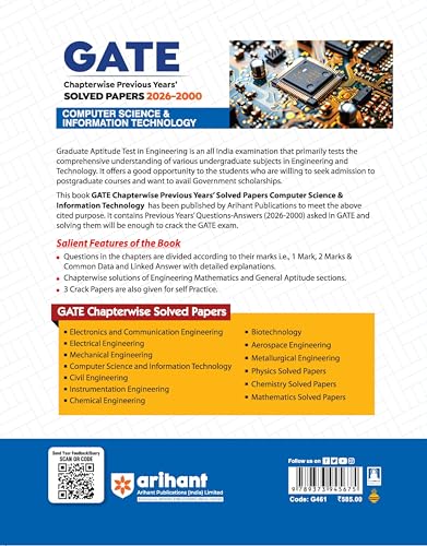 Image of Arihant GATE Computer Science & Information Technology Solved Papers 2026 |Chapterwise & Yearwise PYQs (2000-2026) | Detailed Explanations as per ... | Previous Years Papers Book by Lalit Jain