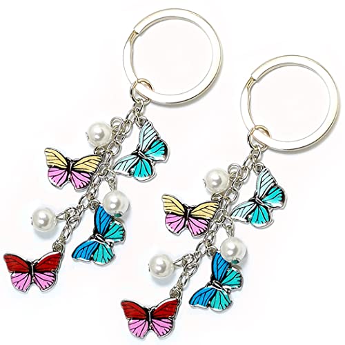 ZOYLINK Colgante Llavero Mariposa Larga 2Pcs Moda Universal Universal Bolsa De Asas Linda Charm Metal Llavero Universal Cover