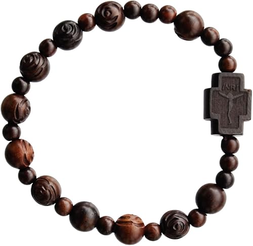 Sine Cera Jujube Wood Rose 8mm Rosary Bracelet
