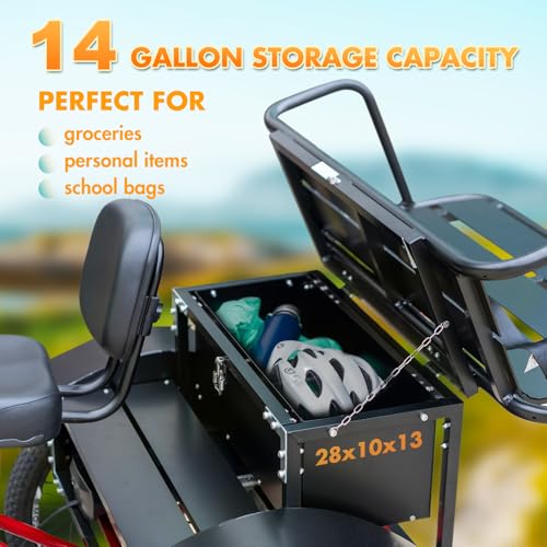 Image of EMOJO Bull Trail 8.5 inch Low Step Through Electric Tricycle for Adults with Passenger Seat, Long Range Seniors ETrike with Differential, 500W 7 Speed Three Wheel Electric Bike (Without Assembly, Red)