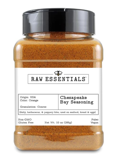 Condimento Chesapeake Bay - Bocado salado, herbáceo y picante, utilizado en mariscos, pan y huevos, botella de 10 onzas
