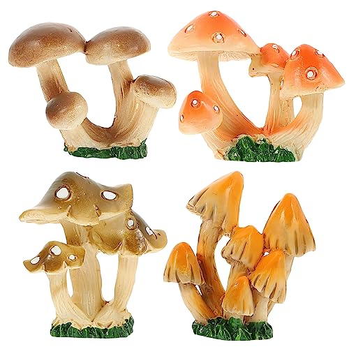Mipcase 4 Set di Decorazioni per Funghi Paesaggio Fioriere in Resina Adorabili Ornamenti A Forma di Fungo per Mini Statuette di Funghi per 4 Pezzi*4