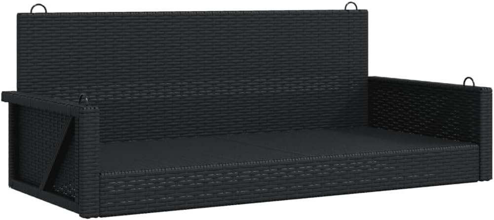Swing Bench Black PE Rattan, Powder-Coated Steel 2 Seater,2Seater Swing Bench for Outdoor Relaxation Comfortable & Stylish Garden Furniture Patio Furniture