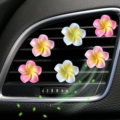 Image of 6Pcs Multicolor Pentapetal Flower Car Accessories for Women, Beach Flower Car Air Vent Clips Air Conditioner Outlet Decoration Cars Interior Decor Charm, Air Fresheners Interior Accessories