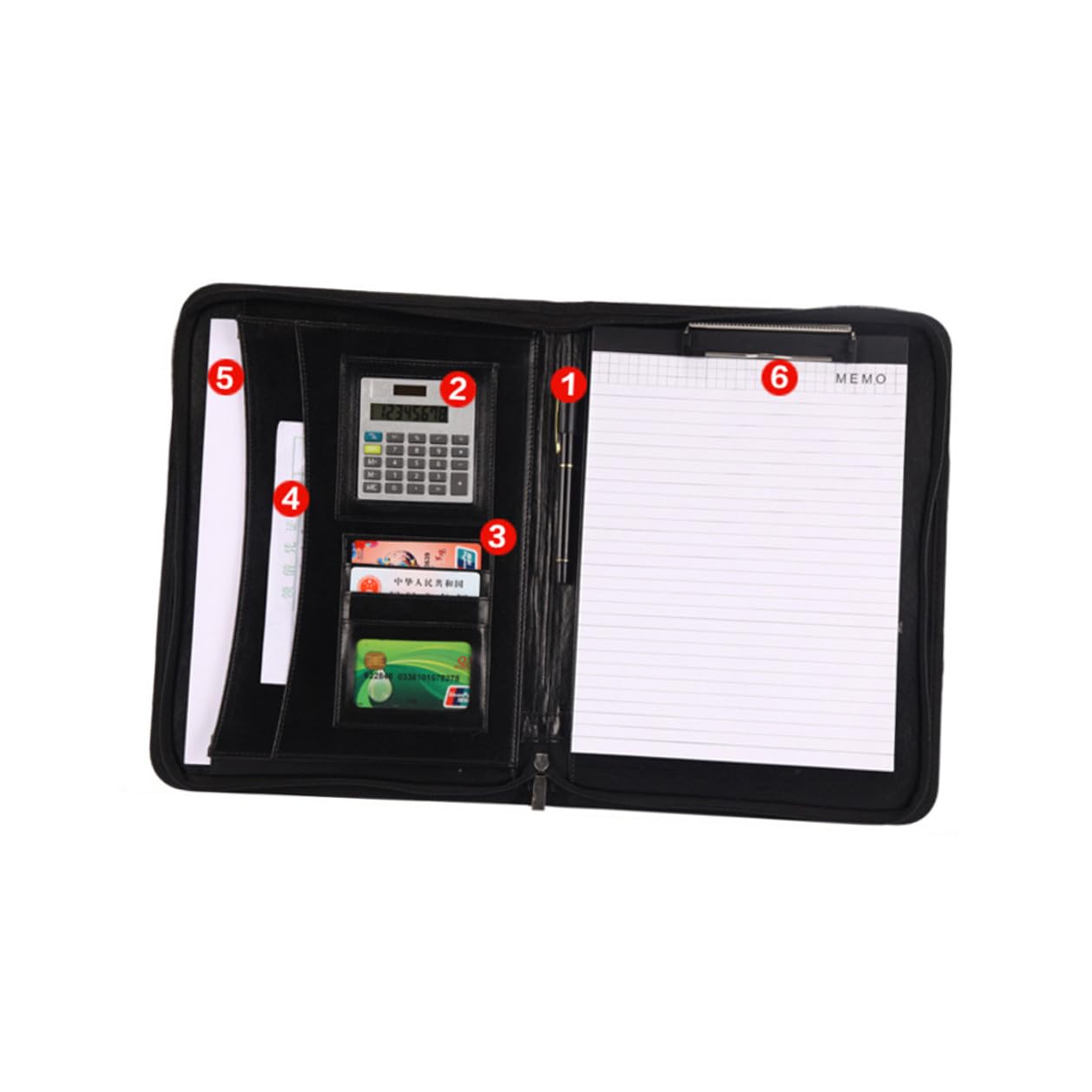 VANZACK Portafolio de Oficina A4 Negro con Cremallera y Asa, Multifuncional