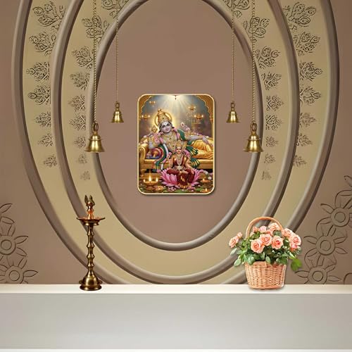Image of SAF Vishnu Lakshmi Wall Art with Table Top Stand & Wall Hanging Hole | Lord Vishnu Maa Lakshmi MDF Religious Painting for Home Mandir Vastu Decor