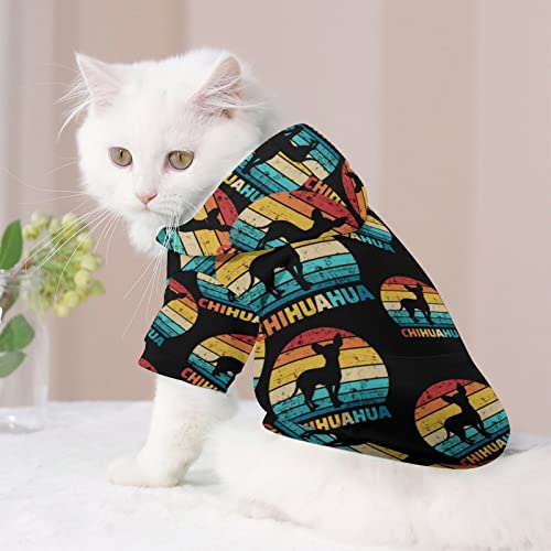 Funnystar Vintage Chihuahua Dog Dog Hoodie Cloth Cat Sweatershirt Outfit With Hat Soft Pet Coat Pullover #TOP3