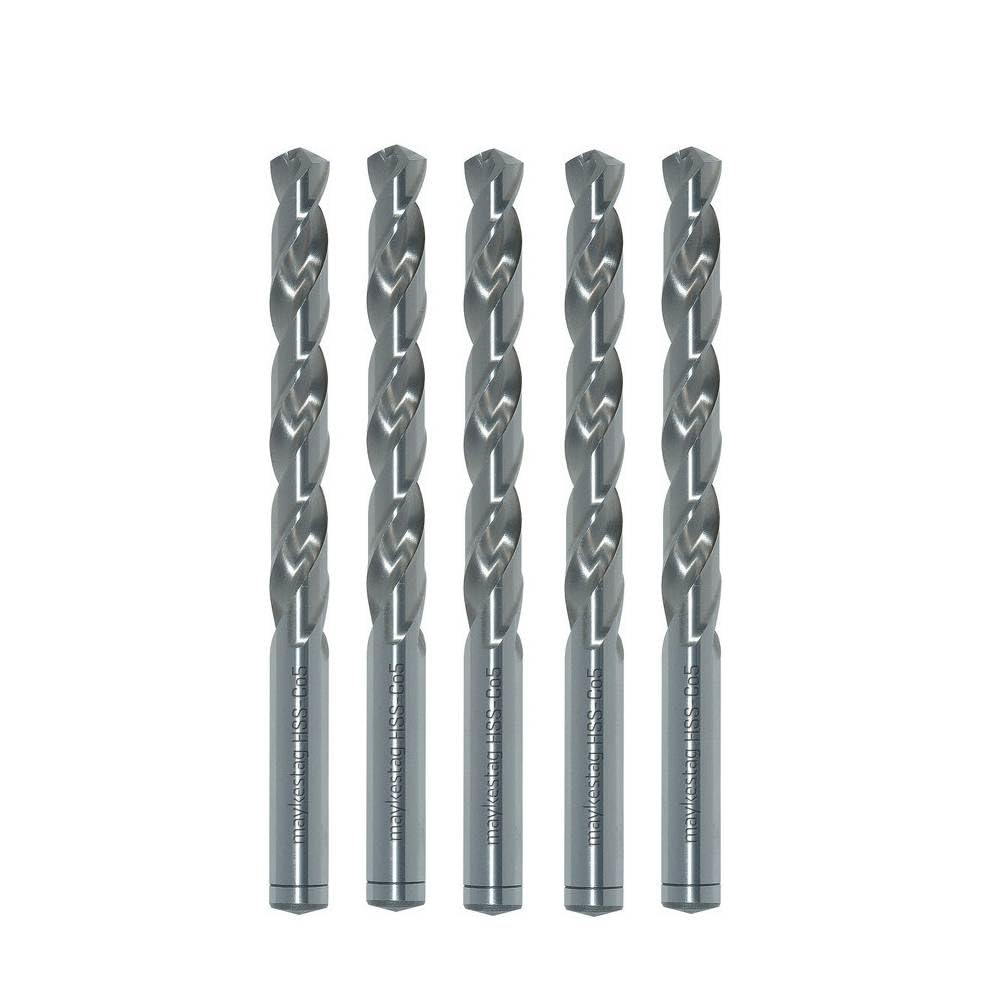 10 Brocas helicoidales HSS Cobalto DIN 338 R-AS - Inox, Aceros D. 4,6 x Lt. 80 x Lu. 47 x Q. 4,6 mm x Z2 - Diamwood