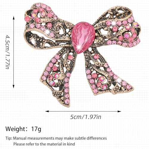 Image of Rhinestone Bow Brooch Vintage Crystal Large Bowknot Brooches for Women Brooch Pin Wedding Fashion Jewelry Accessories,Women Gift