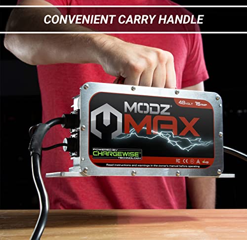 MODZ® Max48 15 AMP Club Car Battery Charger for 48 Volt Golf Carts - 3-Pin Round