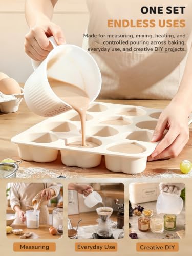 Image of LUSHYUM Silicone Measuring Cups for Melting Chocolate, Detachable Handles
