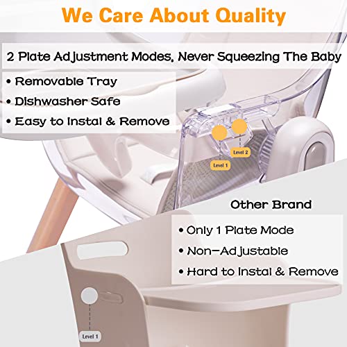 Baby High Chair With Double Removable Tray For Baby/Infants/Toddlers, 4-In-1 Wooden High Chair/Booster/Chair | Grows With Your Child | Adjustable Legs | Modern Design | Easy To Assemble #TOP5