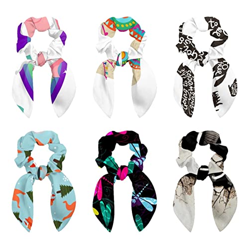 Chouchous en satin lama avec nœud mignon et oreilles de lapin pour coiffure élégante x6