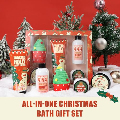 Christmas Bath Gift Set for Women, 5 PCS Bath and Body Gift Set,Holiday Stocking Stuffers with Shower Gel, Body Lotion, Mini Towel,Birthday Gifts for Women - Image 3