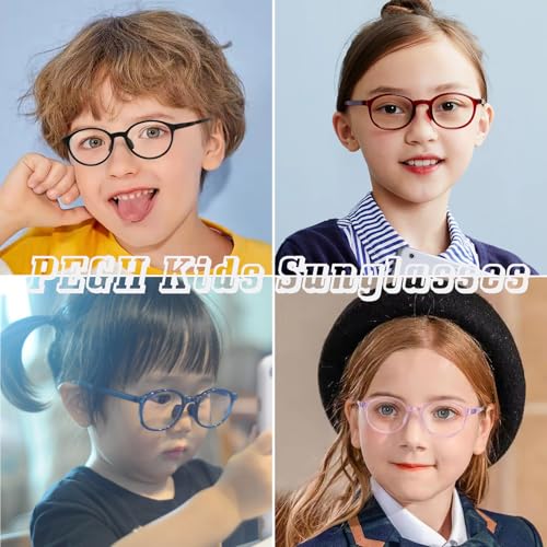 Image of 2Pack Oval Blue Light Glasses for Kids Gaming Computer Glasses for Girls Boys Age 3-10, Anti Blue Ray TR90 Eyeglasses