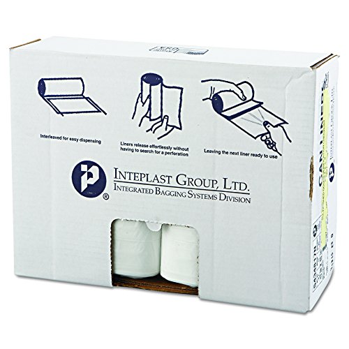 Image of Inteplast Group S434817N 48 inch Length x 43 inch Width x 17 Mic Thickness, Clear Color, HDPE Commercial Coreless Institutional Trash Can Liner (Case of 8 Roll, 25 Bags per Roll)