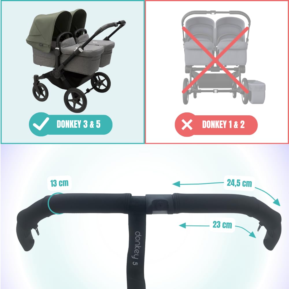 PROTEC TIF | Coperture per manubrio in similpelle compatibili con Bugaboo Donkey 3 e 5 (si adatta alle coperture originali)