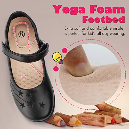 Hawkwell Girl's Strap School Uniform Dress Shoe Mary Jane Flats (Toddler/Little Kid), Black PU, 11 M US2