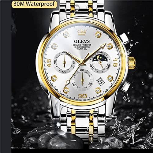 OLEVS-Fashion-Dress-Watches-for-Men-Male-Analog-Quartz-Stainless-Steel-Waterproof-Luminous-Day-Date-Two-Tone-WristwatchWrist-WatchesMen-Watch