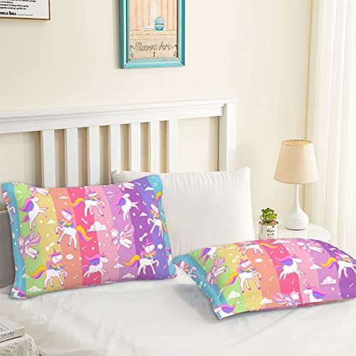 Unicorn Kids Twin Duvet Cover Sets For Girls, Unicorn Bedding Sets With 1 Quilt Cover & 2 Pillowcases, Zip Bed Set For Kids Girls Teens,No Comforter,Colorful #TOP3