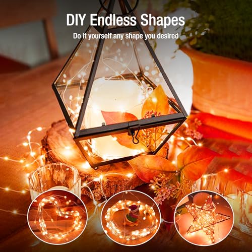 Image of 12 Pack Fairy Lights Battery Operated - 7ft 20 Led Twinkle Lights 3 Modes, Bulk Mini String Lights Waterproof for Mason Jars Vases DIY Party Wedding Decoration Christmas -Orange