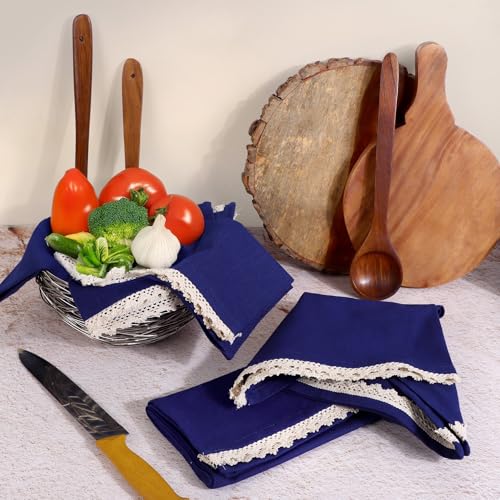 Image of FINGERCRAFT Kitchen Cloth 100% Soft High GSM Cotton Fabric Kitchen Towel, 20 x 30 Inches Perfect Size for Kitchen Uses, Set of 6, Multipurpose Use as Dish Towel, Bar Towel (Navy)