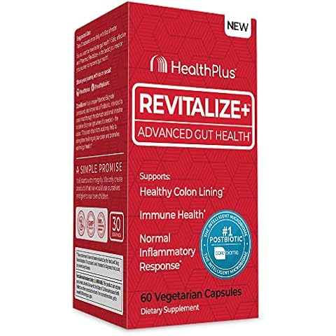 Health Plus Revitalize+ Corebiome Tributyrin Postbiotics for Complete Digestive Health, Leaky Gut, Colon | Gut Health Supplements for Men & Women | 60 Capsules, 30 Servings Cover