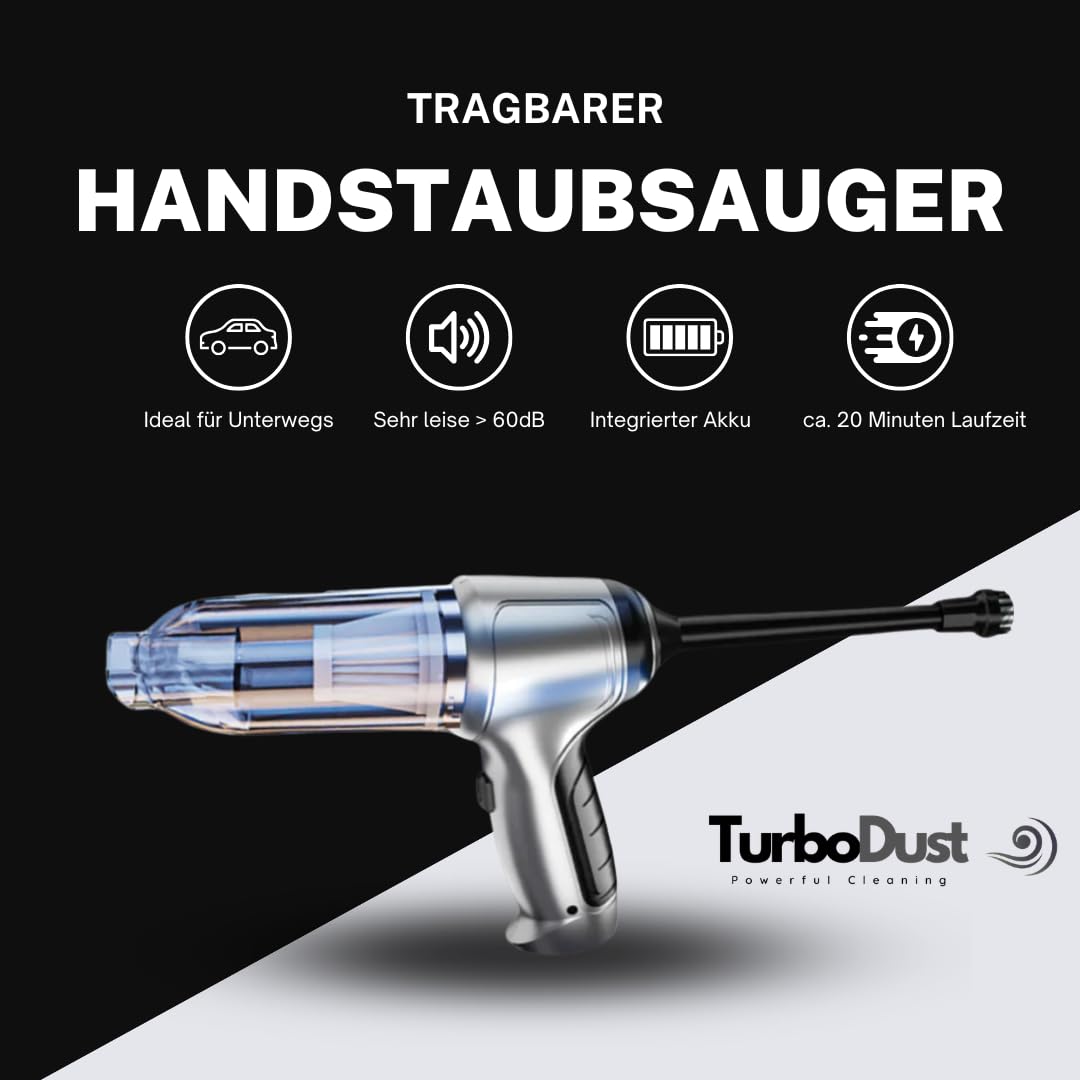 Handstaubsauger Akkusauger für Auto und Wohnmobil Staubsauger für Unterwegs mit 3in1 Funktion Sauger Vakuumierer Gebläsefunktion mit vielen Aufsätzen, Ersatzfilter und Tragetasche