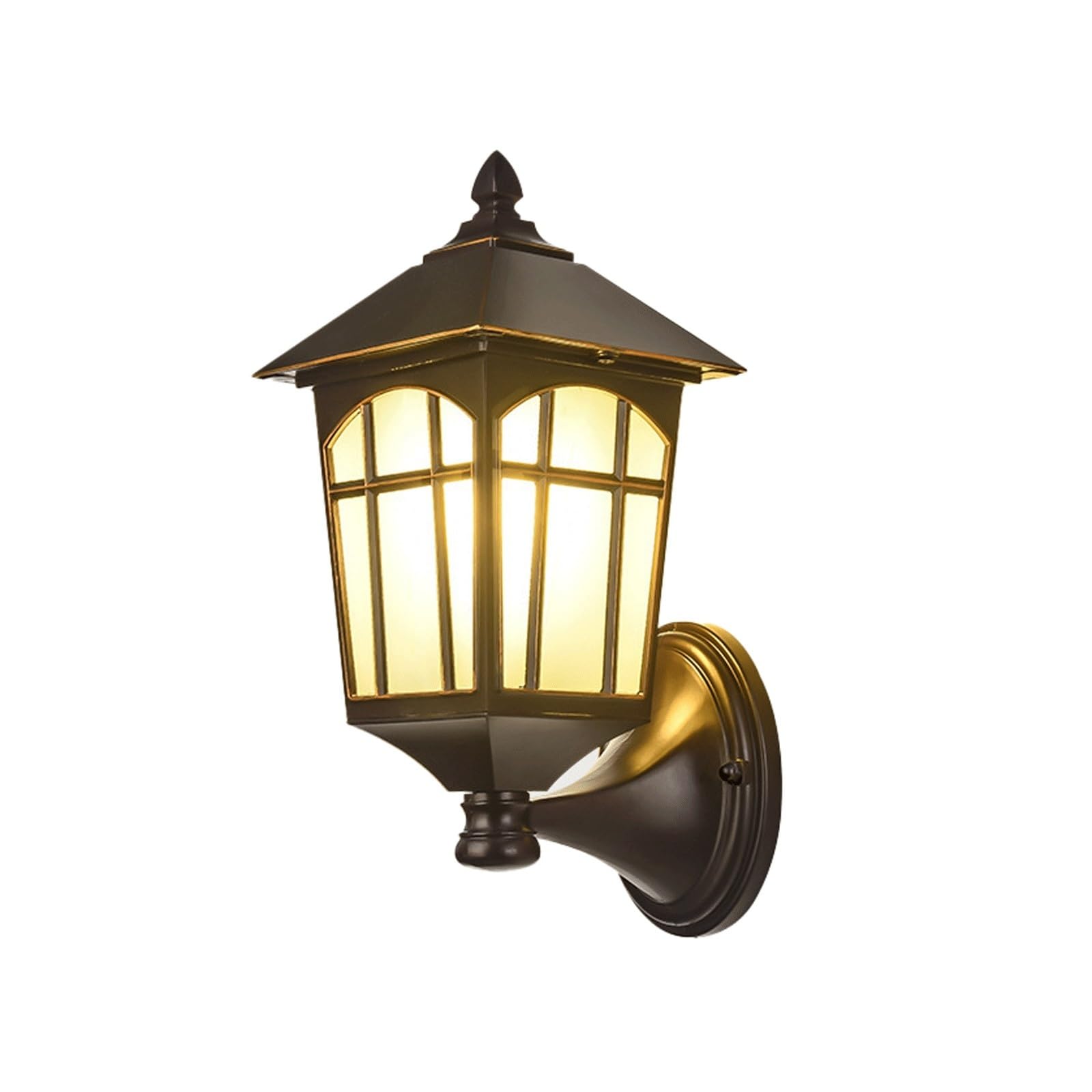 OZBMA Vintage Outdoor Wall Lantern, Gold Aluminum Exterior Sconce with Glass Shade, E27 Waterproof Mounted Lamp for Garden, Villa, Courtyard, Patio, Balcony, Entryway Cottage(Small) (size_name Small)