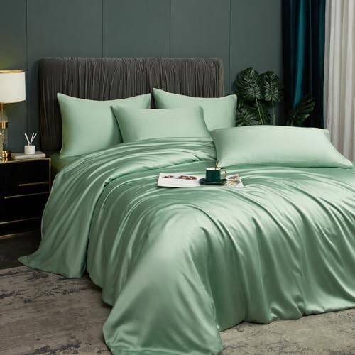 Luofanfei Romantisch Satin Bettwäsche Partner Bettbezug Barock Muster Verdeckter 2teilig/3teilig Bettbezug Set Wendebettwäsche Microfaser Bettwäschegarnitur mit Reissverschluss