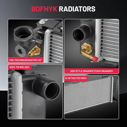 Image of BDFHYK CU1193 Aluminum Radiator for Compatible with Jeep Cheroke,Comanche Full Aluminum Engine Coolant Radiator 2.5L 4.0L L6 Replace 1193 1592,Drive:4WD,RWD
