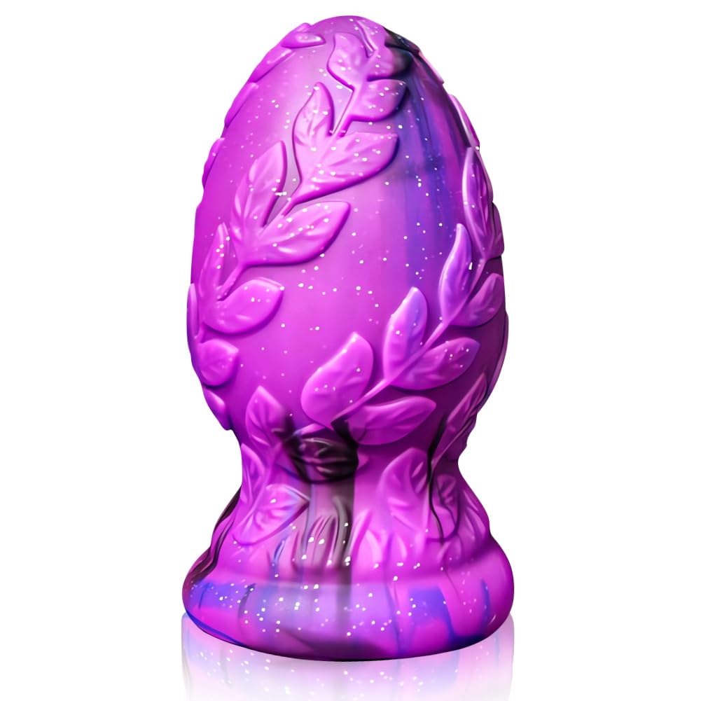 SXOVO Anal Plug Butt Plugs con forte ventosa 3D Leaf Pattern Fantasy Dildo anale Prostata G-Spot Stimolazione Sex Toy Dragon Eggs Anal Plug per donne uomini coppie (L)
