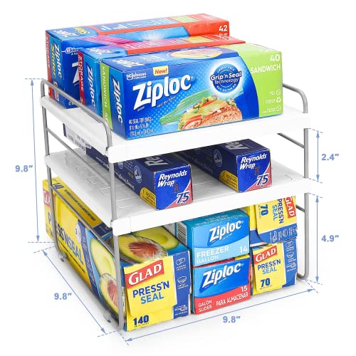 Maglady Adjustable Organizer For Aluminum Foil And Plastic Wrap, Organizer For Pantry And Kitchen Cabinet Storage, Expandable 9'' To 15.6'' #TOP3