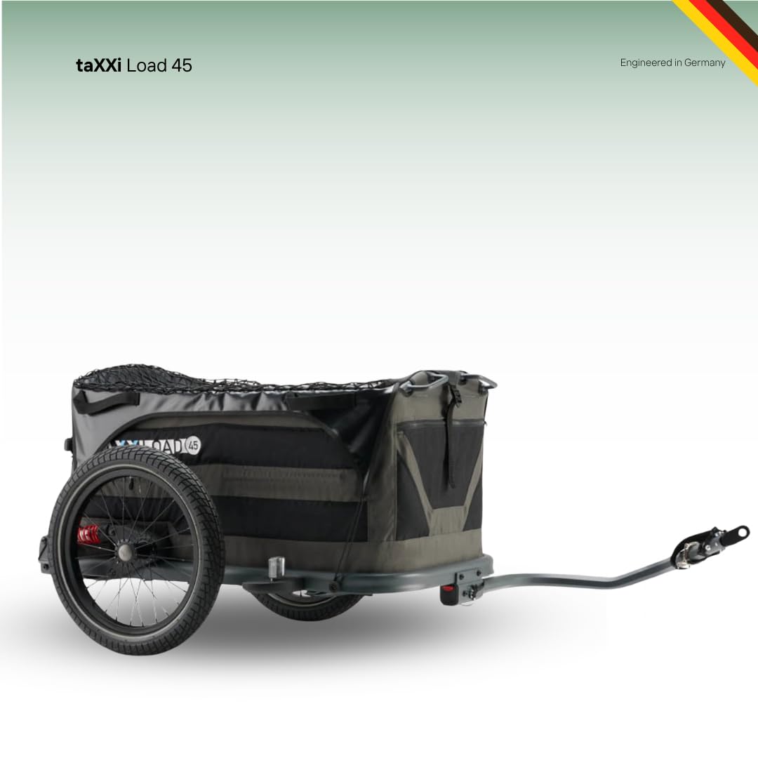 TAXXI Load 45 Lastenanhänger mit Federung für Fahrrad – Stabiler Fahrradanhänger bis 45 kg – gefedert, klappbar, wetterfest, Reflektoren, Kupplung, für Alltag & Freizeit Baby