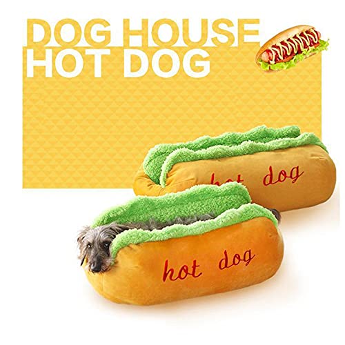 Syfinee Hot Dog Bett für große Hunde und Katzen, weiche PP-Baumwolle, warm, weich