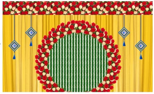 Image of Decoration Backgrounds Cloth | Decorations Curtains for Background | varalakshmi Pooja Backdrop Decorations | varalakshmi Pooja Backgrounds 5x8 feet