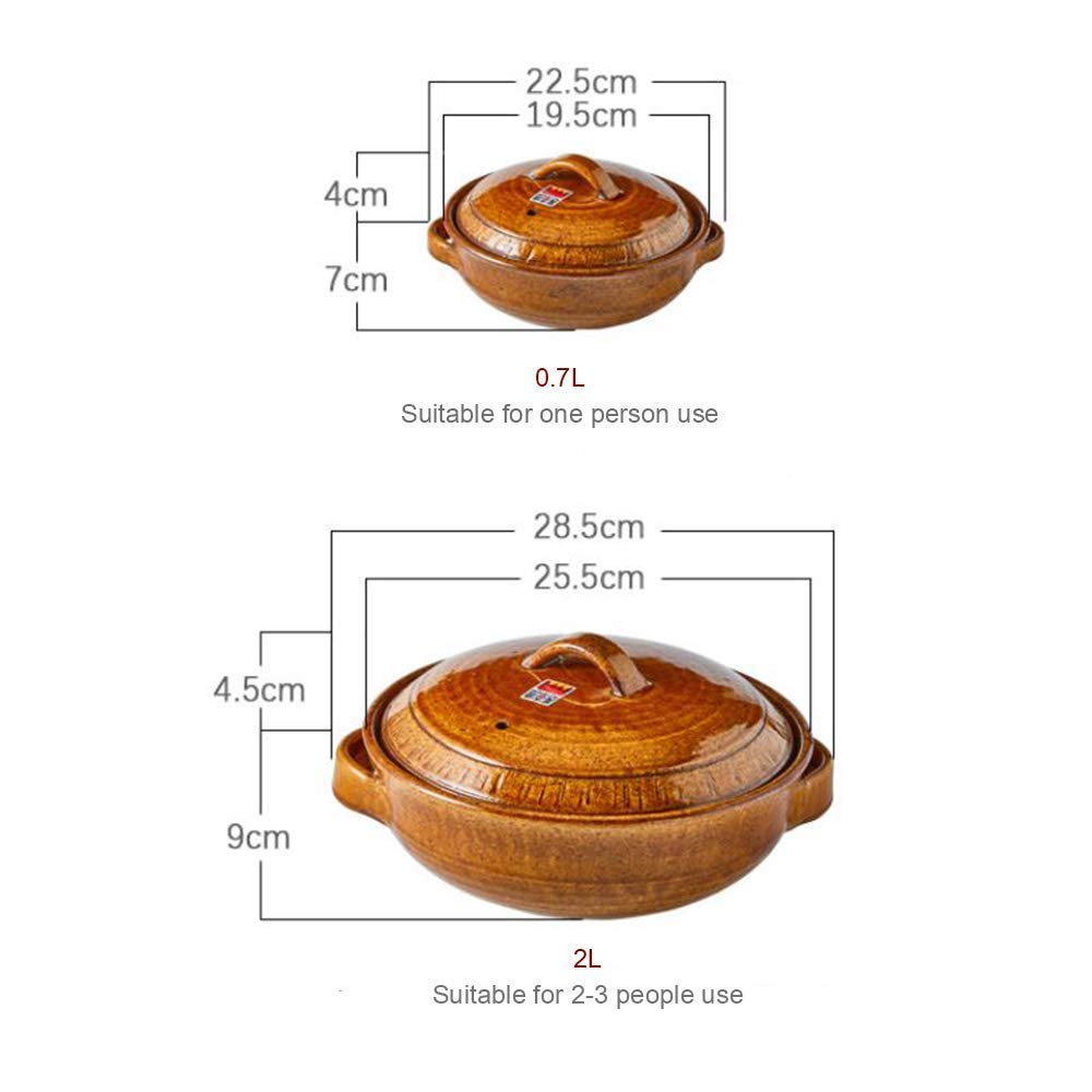 Casseruola Rotonda in Ceramica con Coperchio Pentola in Ceramica Casseruola Giapponese per fonduta Pentola in Terracotta Pentola per stufato Pentola per zuppa Resistente
