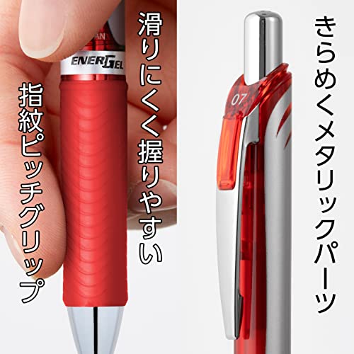 Pentel Energel Boligrafo Rojo 0.5 mm Cuerpo Plata miniatura 5