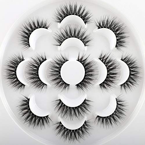 Ruairie False Eyelashes Natural 3D Fake Eyelashes Fluffy Volume Faux Mink Lashes Pack 7 Pairs Wispy Lashes