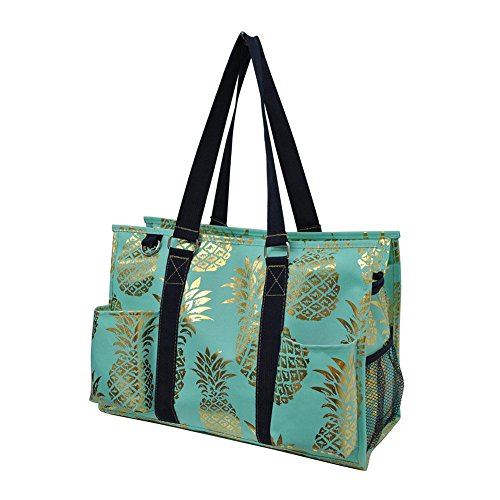 NGIL All Purpose Organizer Medium Utility Tote Bag 2018 Spring Collection (Gold Southern Pineapple Mint)