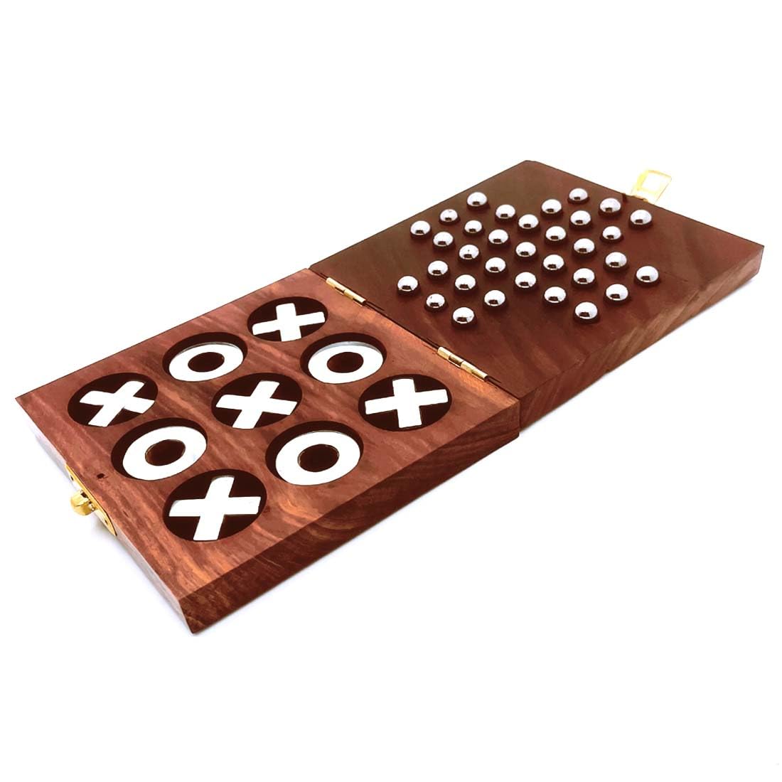 Zyntix Wooden Tic Tac Toe & Solitaire Board Games - Educational Silver Games for Adults at Home - Classic Strategy Games for Kids - Perfect Family Game Night Companion (B0D8FVR2DX) Amazon Price History, Amazon Price Tracker