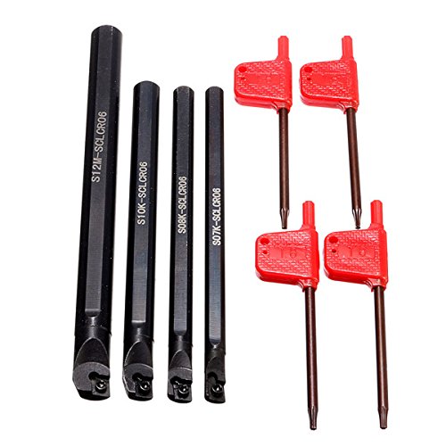 EsportsMJJ 4Pcs S07K / S08K / S10K / S12M-Sclcr06 Supporto Utensile di Tornitura della Barra di Tornio del CNC con Le Chiavi 4Pcs T8
