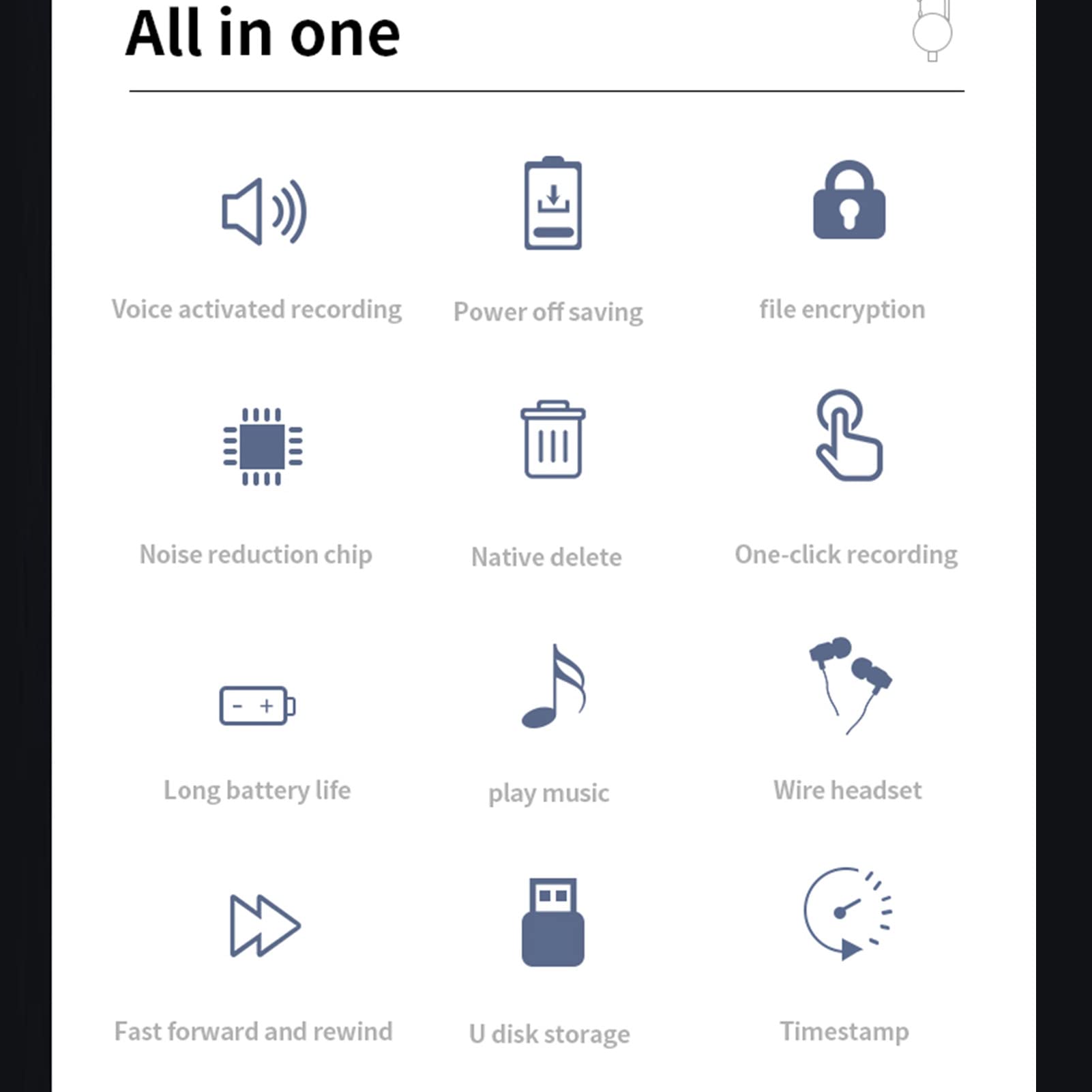 Small Recorder Voice Activated Keychain Recorder with MP3 Playback Function Recorder, Intelligent Noise - Image 2