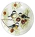 Continental Art CAC3004280 18' Hand Painted Chickadees and Pinecones Glass Bowl Bird Bath/Feeder, Fountain, Decorative Plate, Brown