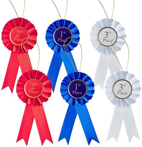 12 Pcs 3 Colors Award Ribbon Satin Participation Ribbon Honorable Ribbon Badge Award Ribbon Rosette Set Classroom Prize Science Fair Talent Show Spel