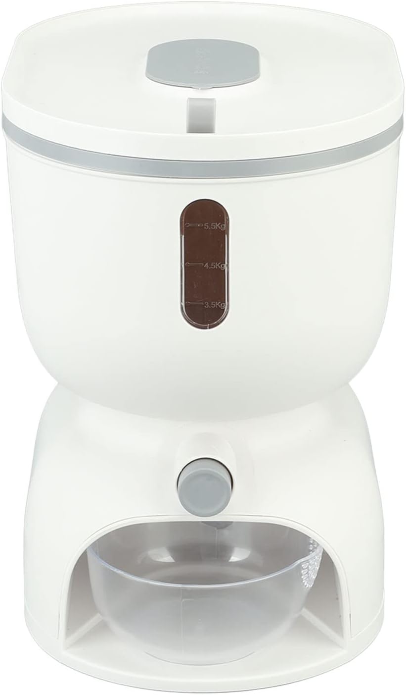 Press Type Rice Bucket, Leakproof ABS and PP Container, 6.5KG Capacity - Accurate Measurement, Sealed Storage, Transparent Window for Family Use (S)