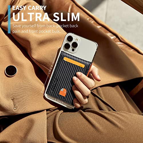 RUNBOX Slim Wallet for Men Minimalist Leather Bifold RFID Blocking with Gift Box Carbon Black and Orange - Image 4