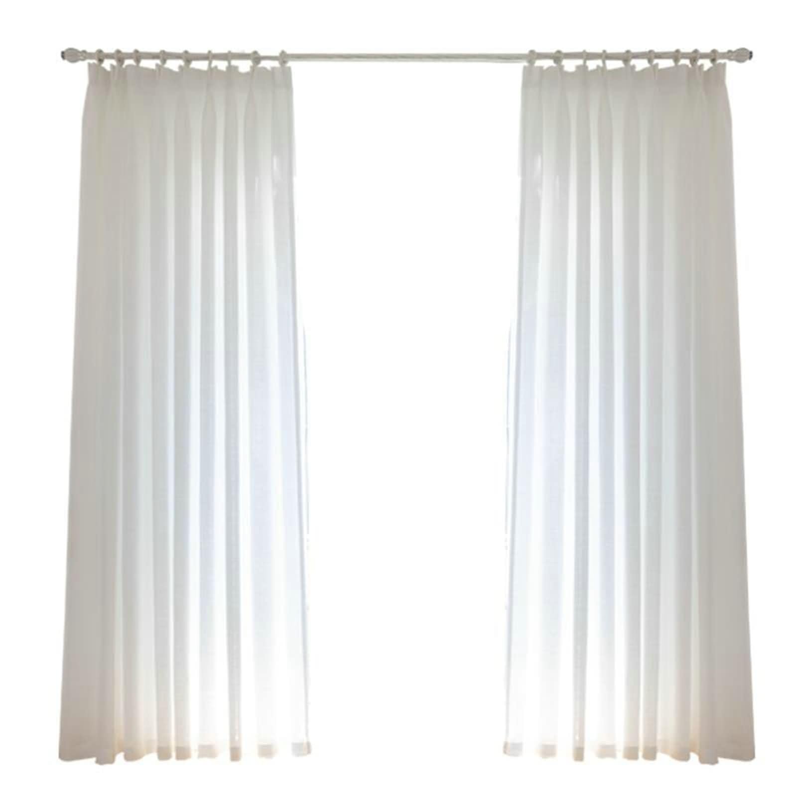 Gardinen Transparent Voile 2er Set,2 x 107W x 138H cm,Vorhänge Wohnzimmer Durchsichtig Weiß Einfarbig Gardinen mit Hakenaufhängung