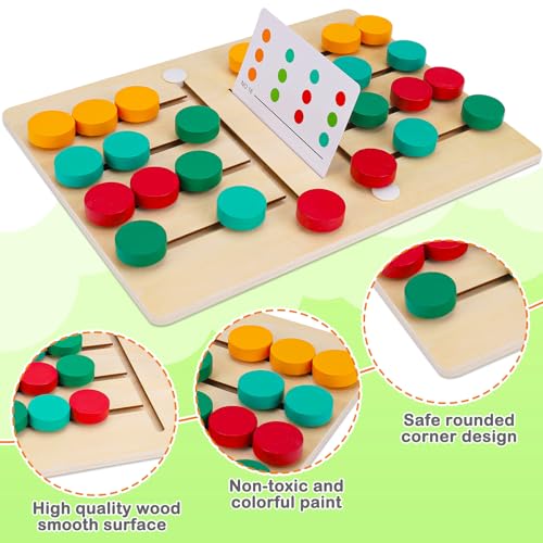 AugToy Montessori Color Matching Learning Toys Sliding Puzzle for Kids 3 4 5 6 7 Years Old Preschool Logic Game Brain Teasers Boys Girls 2 Players Educational Wooden Toddler Travel Toys Gifts - Image 4